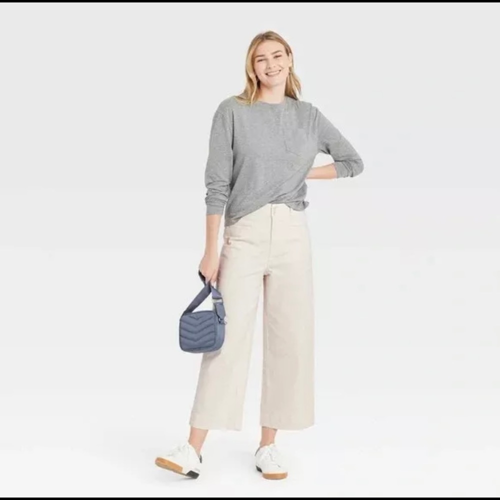 High-rise wide leg cropped pants - A New Day